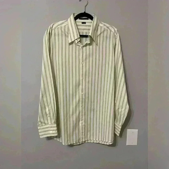 Theory Men’s Button Up/Down Snap Collar Striped Dress Shirt Size XLARGE - Picture 1 of 11
